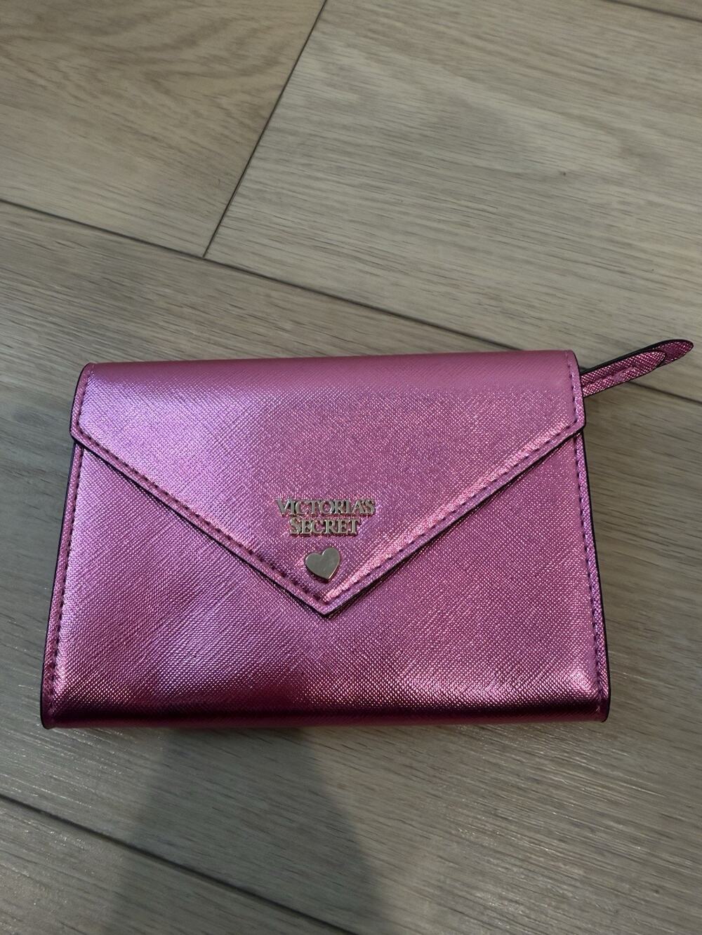 Victorias Secret Metallic Pink 3 Card Holder Pouch Envelope Wallet